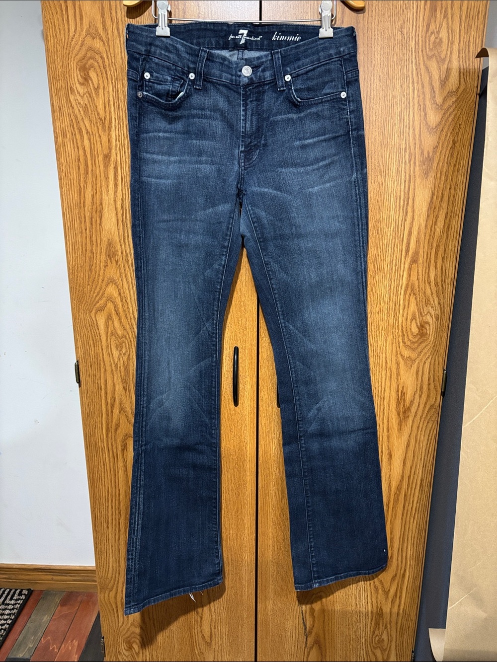 7 For All Mankind Kimmie Wide Leg Jeans - Dark Blue Wash
